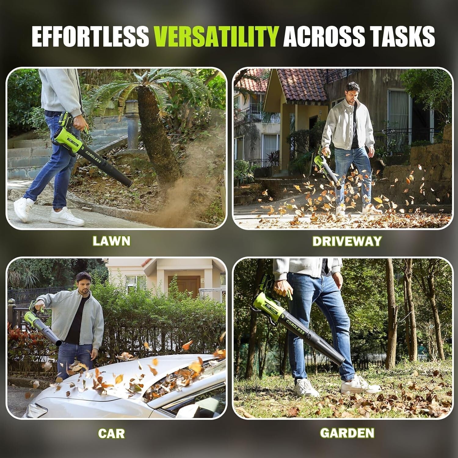 Cordless Leaf Blower with 560 CFM & 180 MPH Power - 2× 4.0Ah Batteries Included