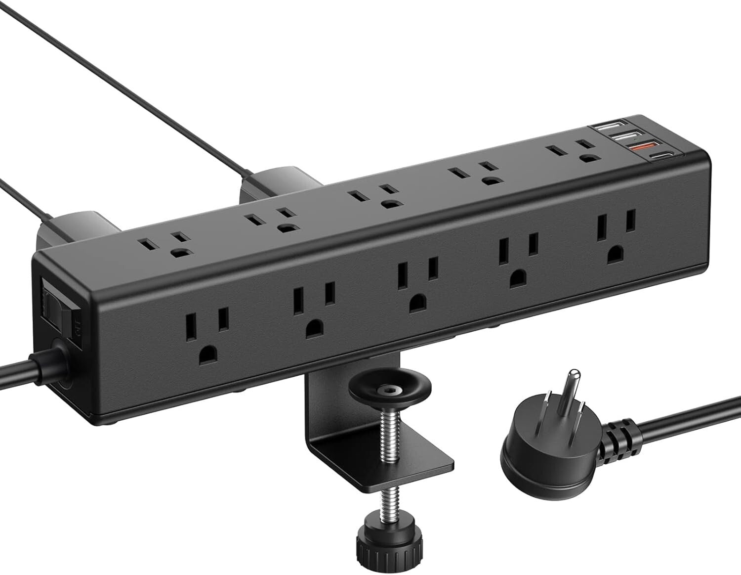 Surge-Protected Desk Clamp Power Strip with 15 Outlets - Ideal for Home Office