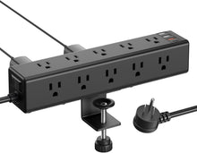 Load image into Gallery viewer, Surge-Protected Desk Clamp Power Strip with 15 Outlets - Ideal for Home Office