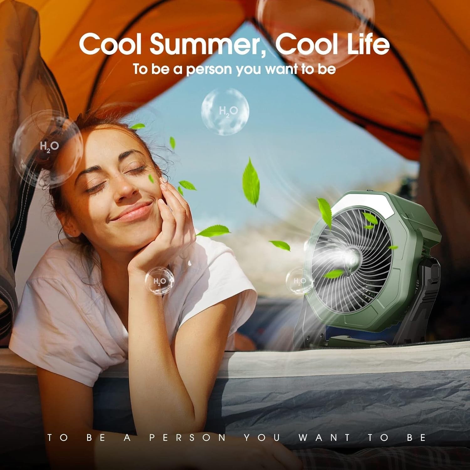 Durable Portable Misting Fan with Three Speeds & LED Light - Ideal for Outdoors