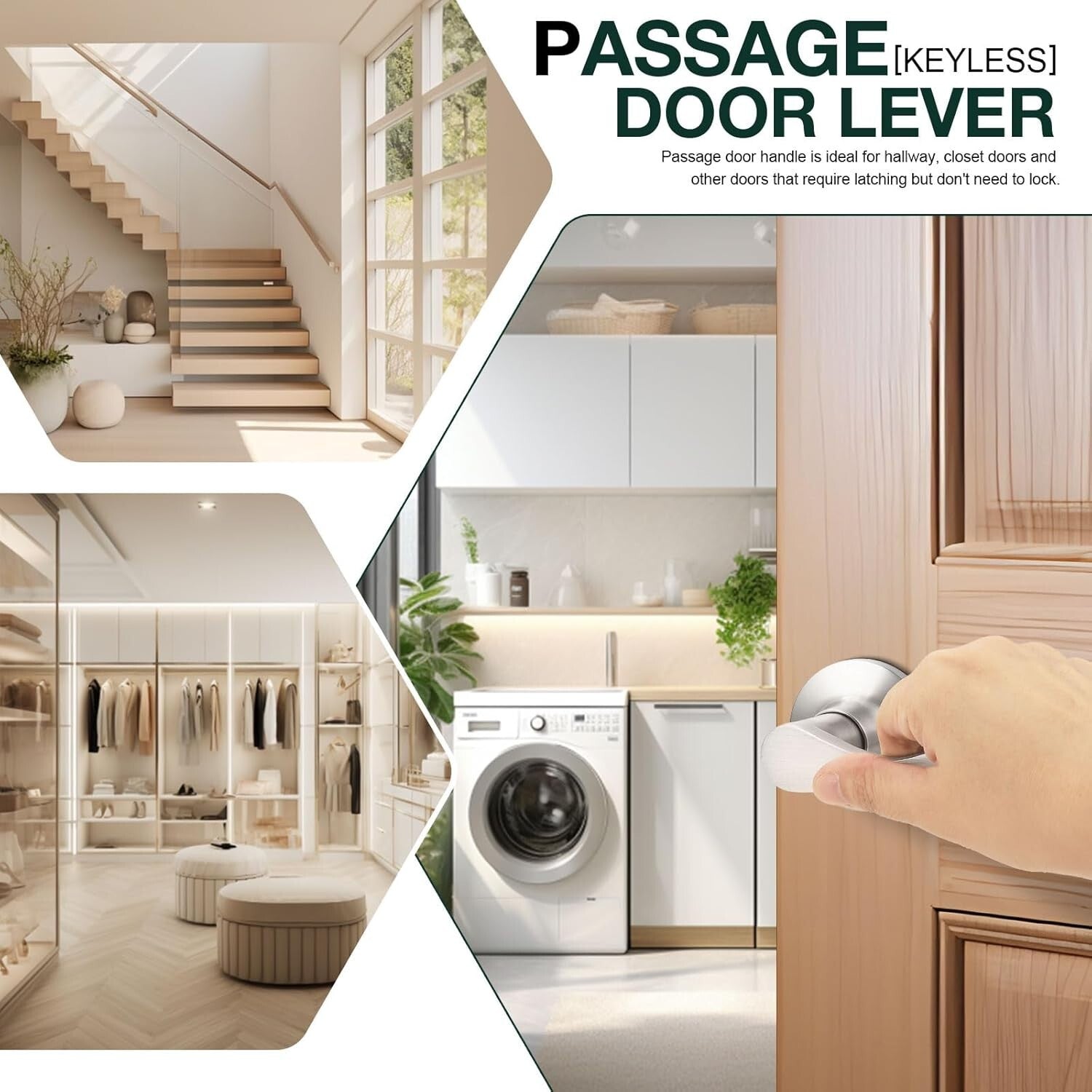 Durable 6-Pack Brushed Nickel Passage Lever Door Handle for Easy Installations