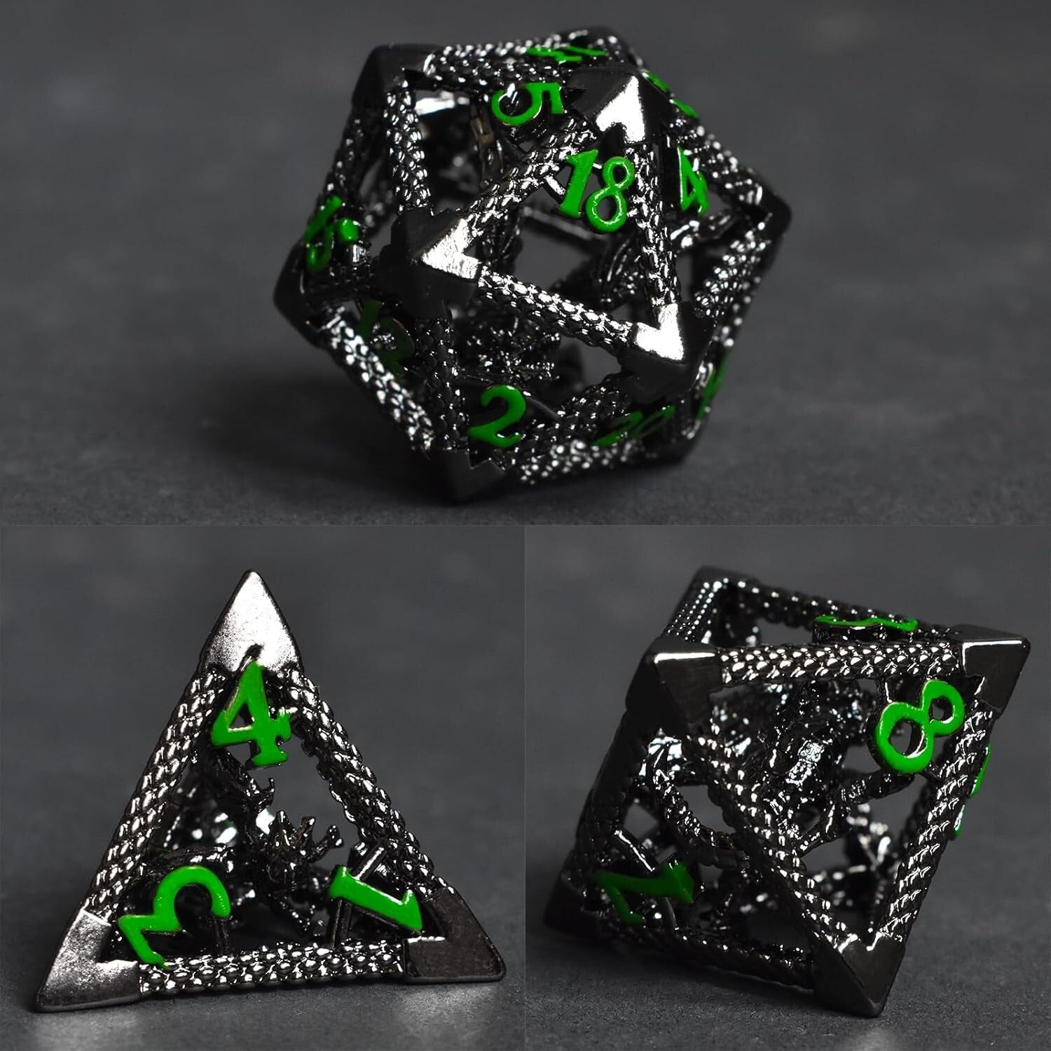 Fantasy-Inspired 7pc Metal Dice Set - Lightweight & Attractive for Gamers