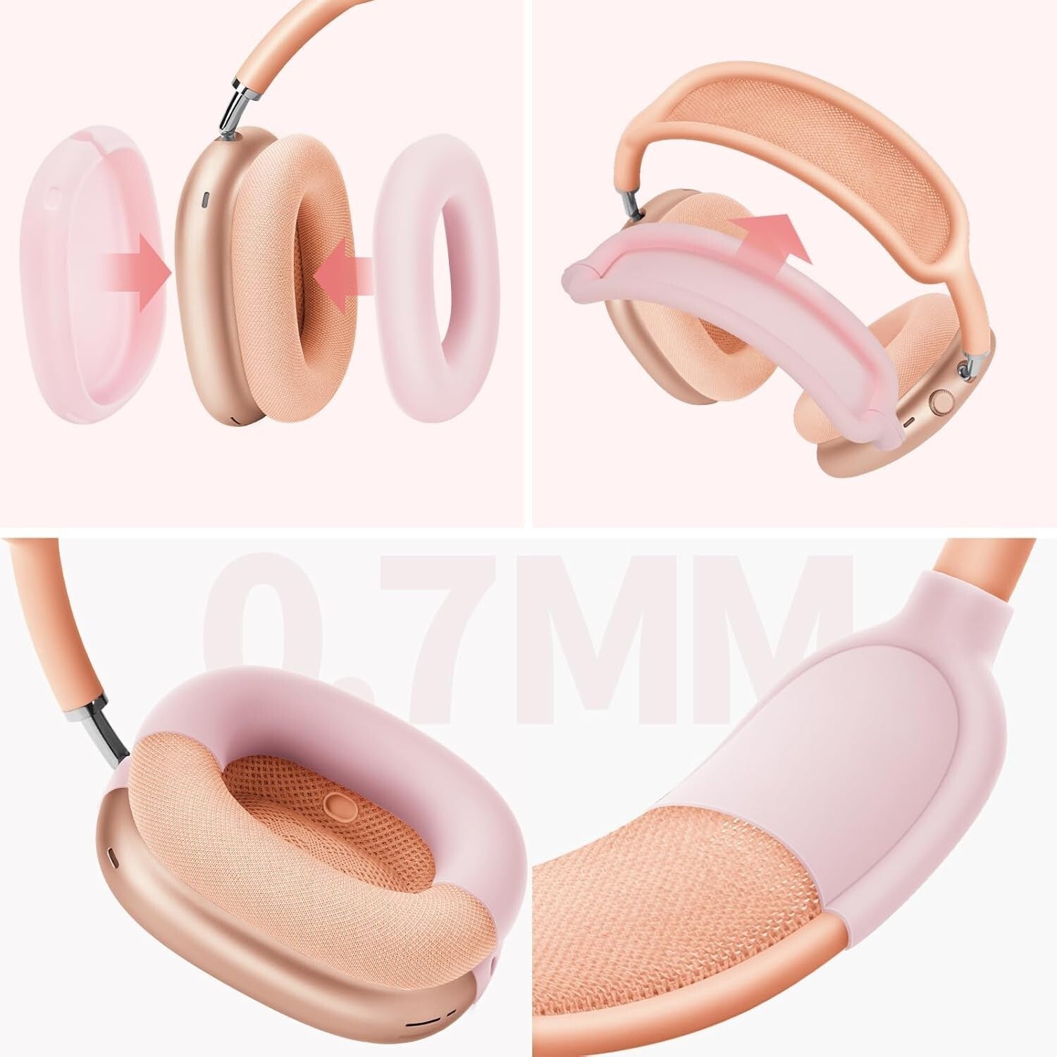 Elegant Coral Red AirPods Max Protection Case with Velvety Lining and Handle