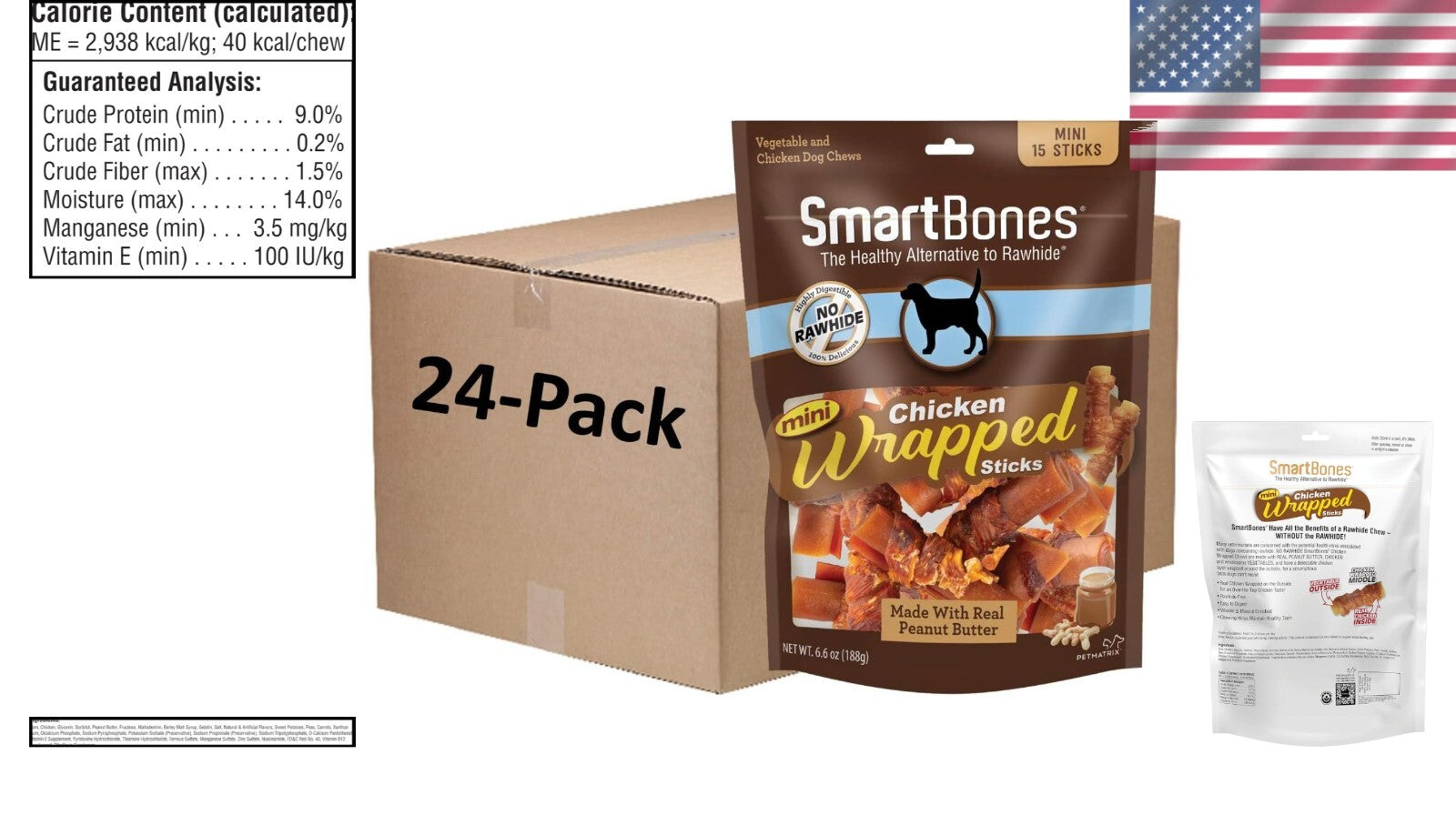 Delicious Rawhide-Free Chicken & Veggie Treats for Happy Dogs - 15 Count