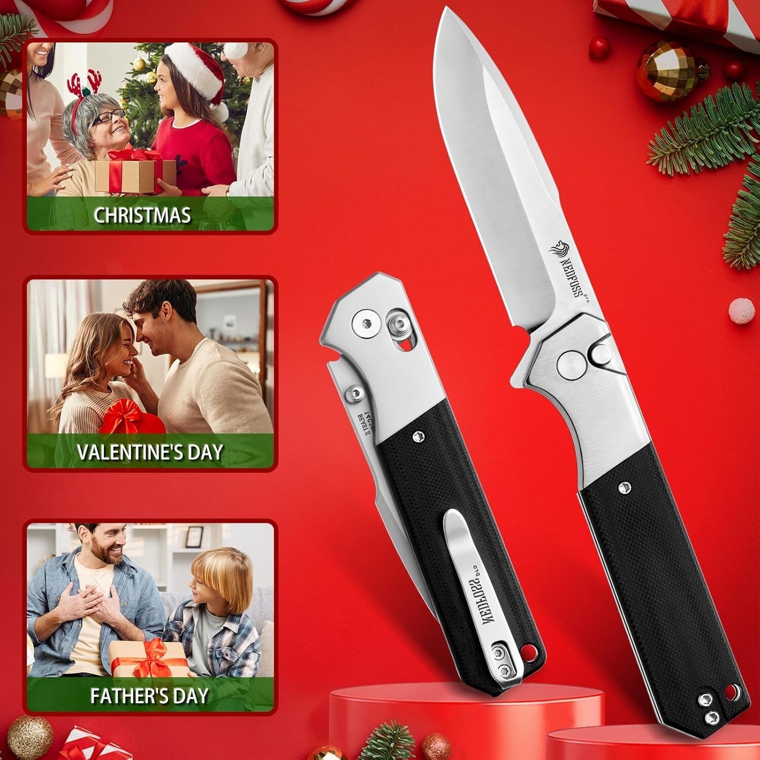 EDC Tactical Knife: 3.48" Blade with Button Lock & G10 Handle for Men & Women