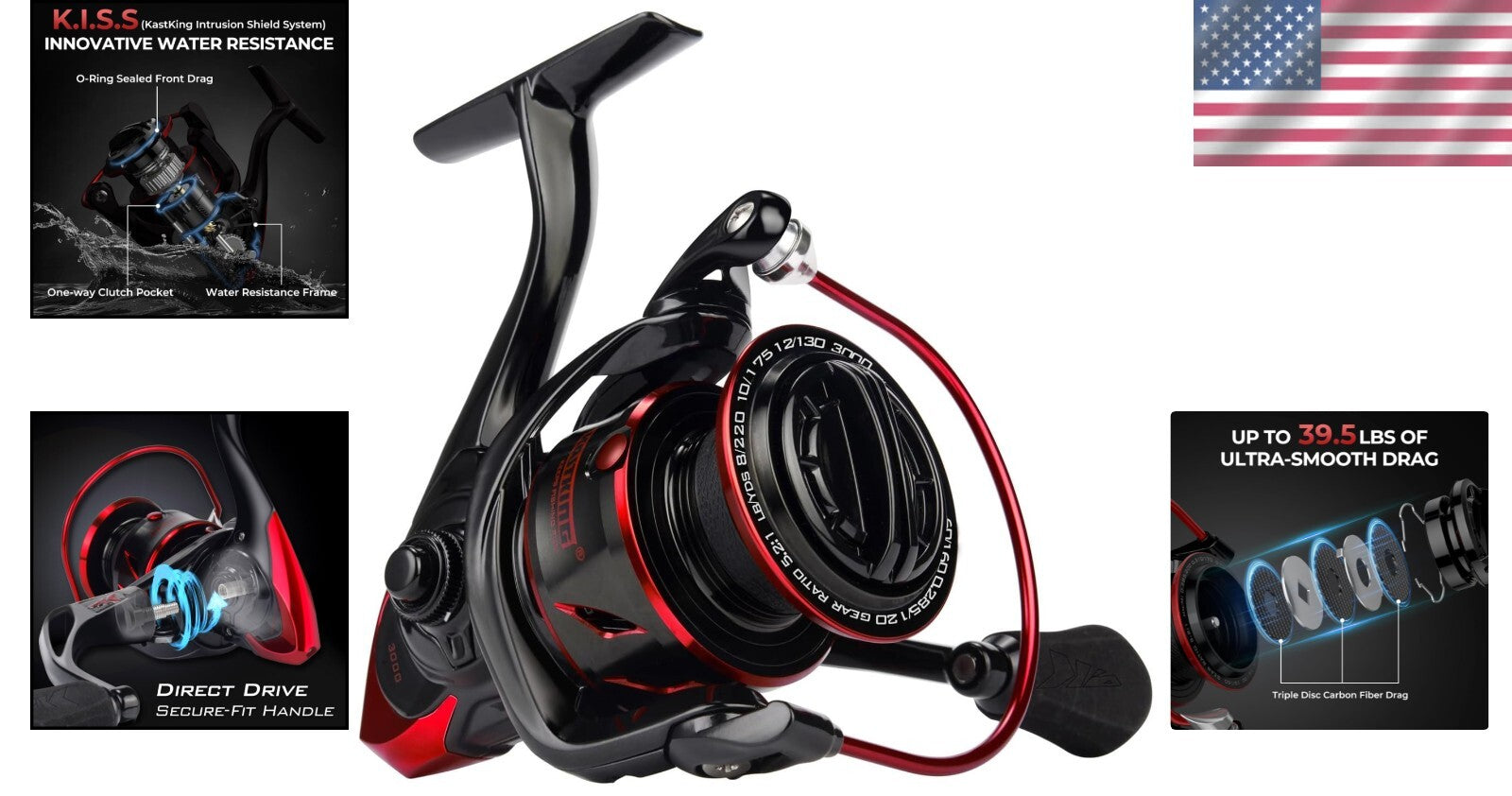 Carbon Fiber Fishing Reel - 39.5 LBs Max Drag & 10+1 SS Bearings for All Anglers