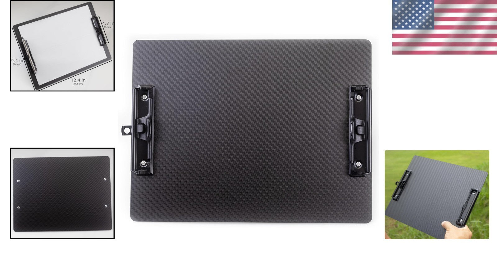 Lightweight Outdoor Carbon Fiber Clipboard - Dual Clips and Pen Holder Design