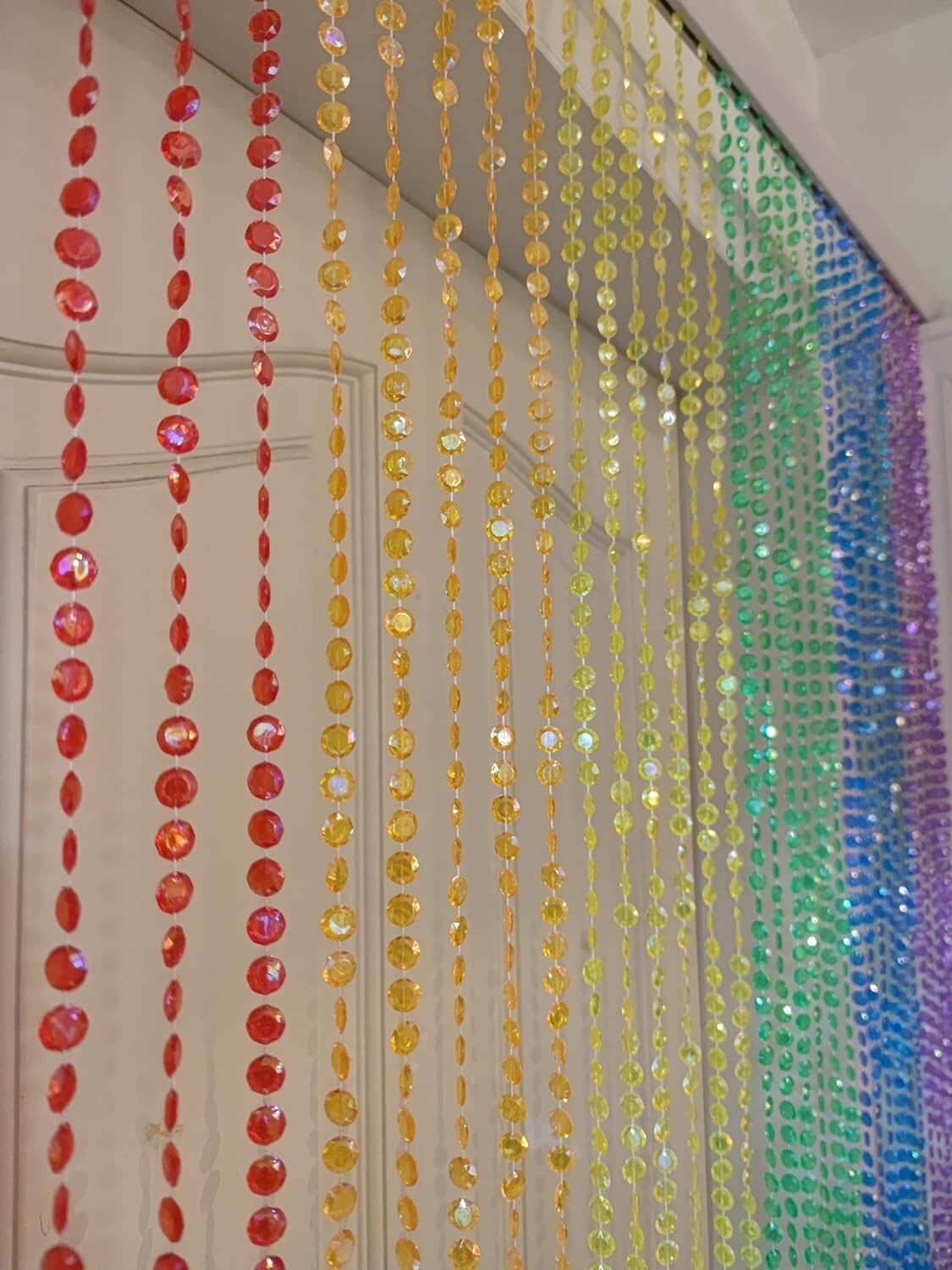 3FTx6FT Diamond Cut Beaded Curtain - Elegant Rainbow Decorative Room Divider