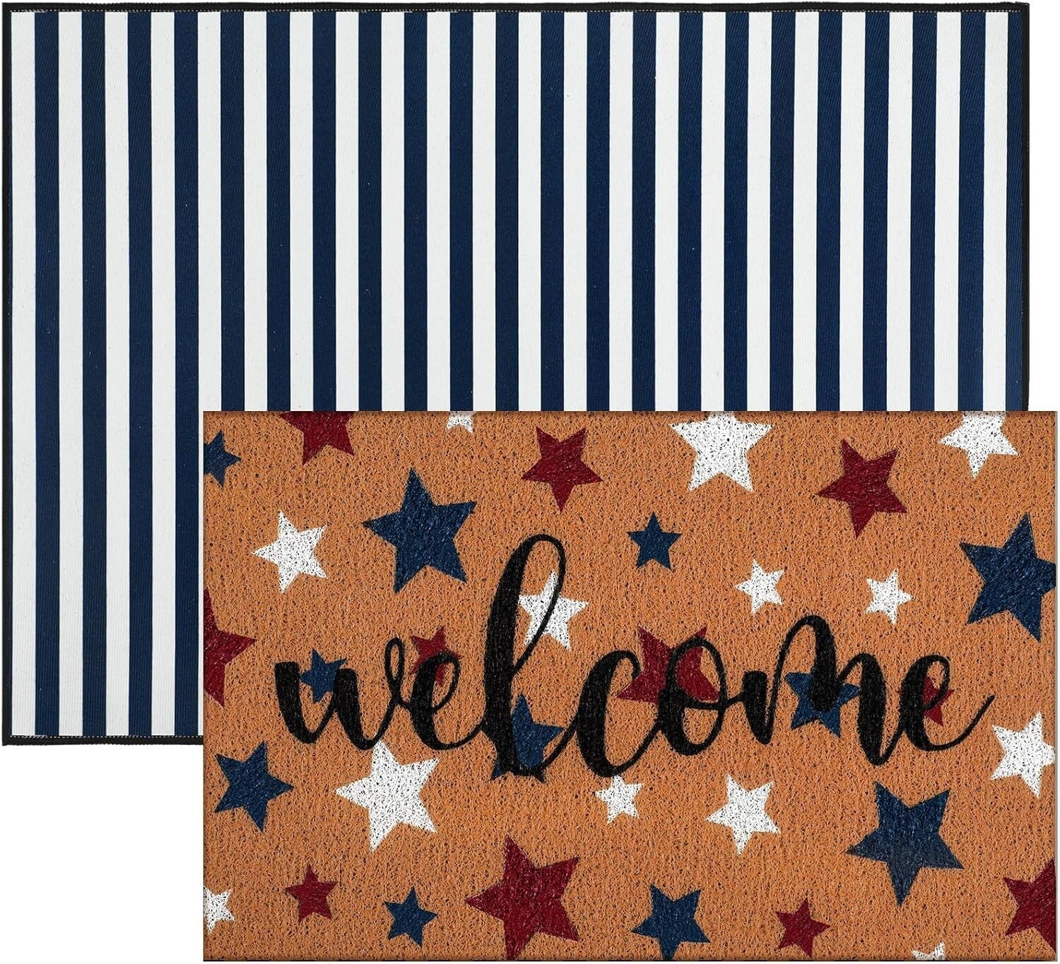 2 Pcs Patriotic 4th of July Non-Slip Welcome Doormat Set for Stylish Entrances