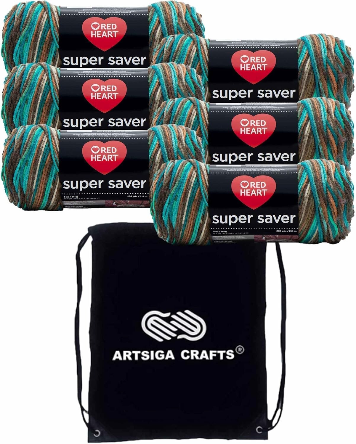 6-Skein Worsted Weight Acrylic Yarn Set with Convenient Project Bag - E300-3949