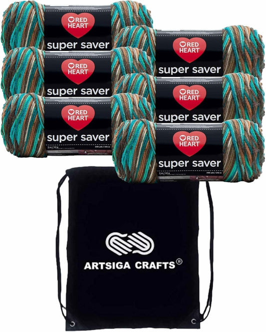 6-Skein Worsted Weight Acrylic Yarn Set with Convenient Project Bag - E300-3949