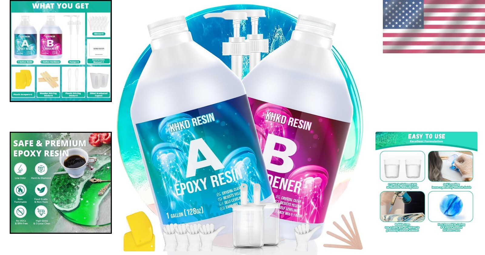 2 Gallon Premium Epoxy Resin Kit - UV Resistant, Scratch-Proof & Versatile