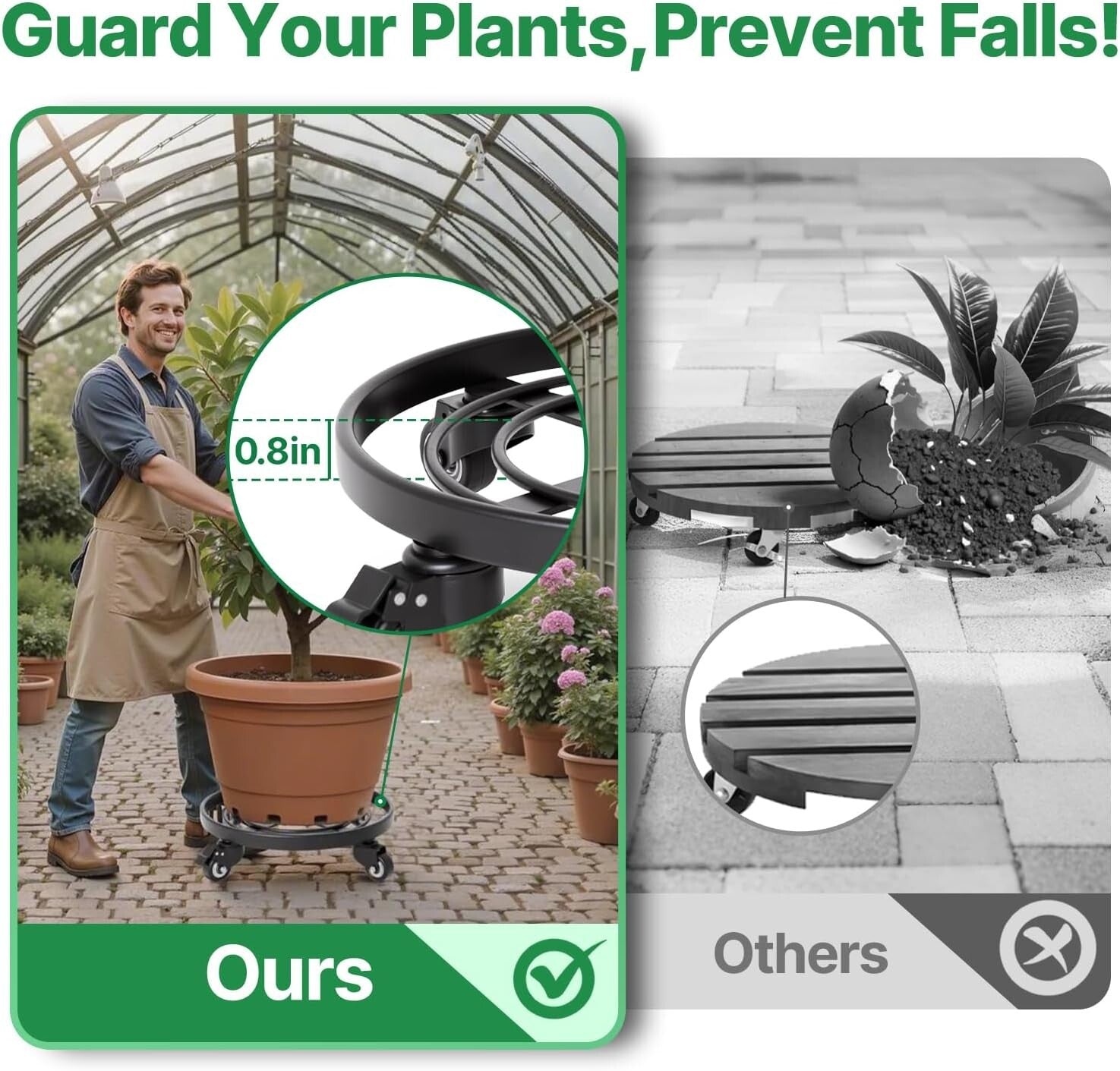 14-Inch Rolling Plant Stand with Lockable Casters - Indoor & Outdoor Mobility