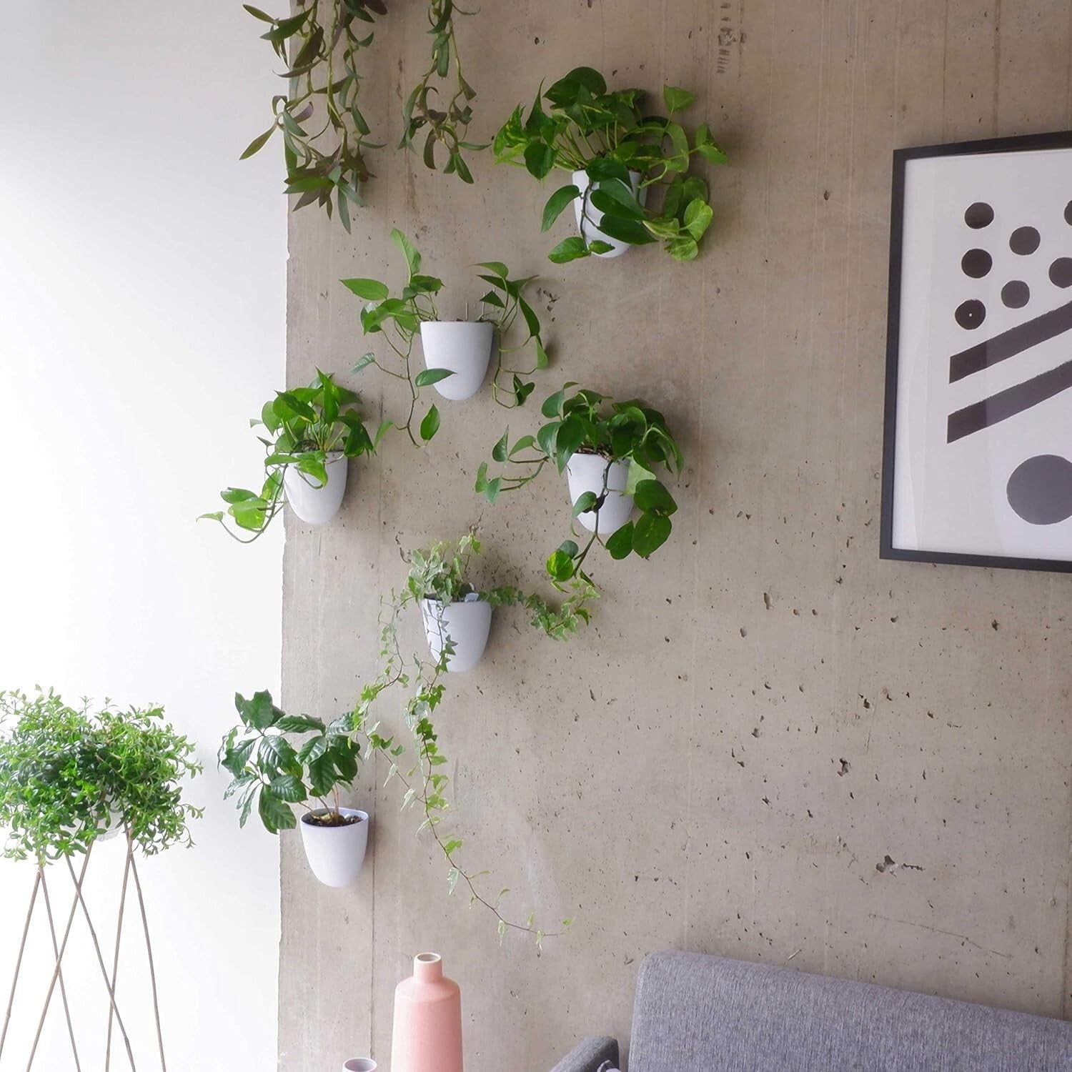 Lightweight Resin Indoor Wall Planters - 6 Self-Watering Pots for Easy Care