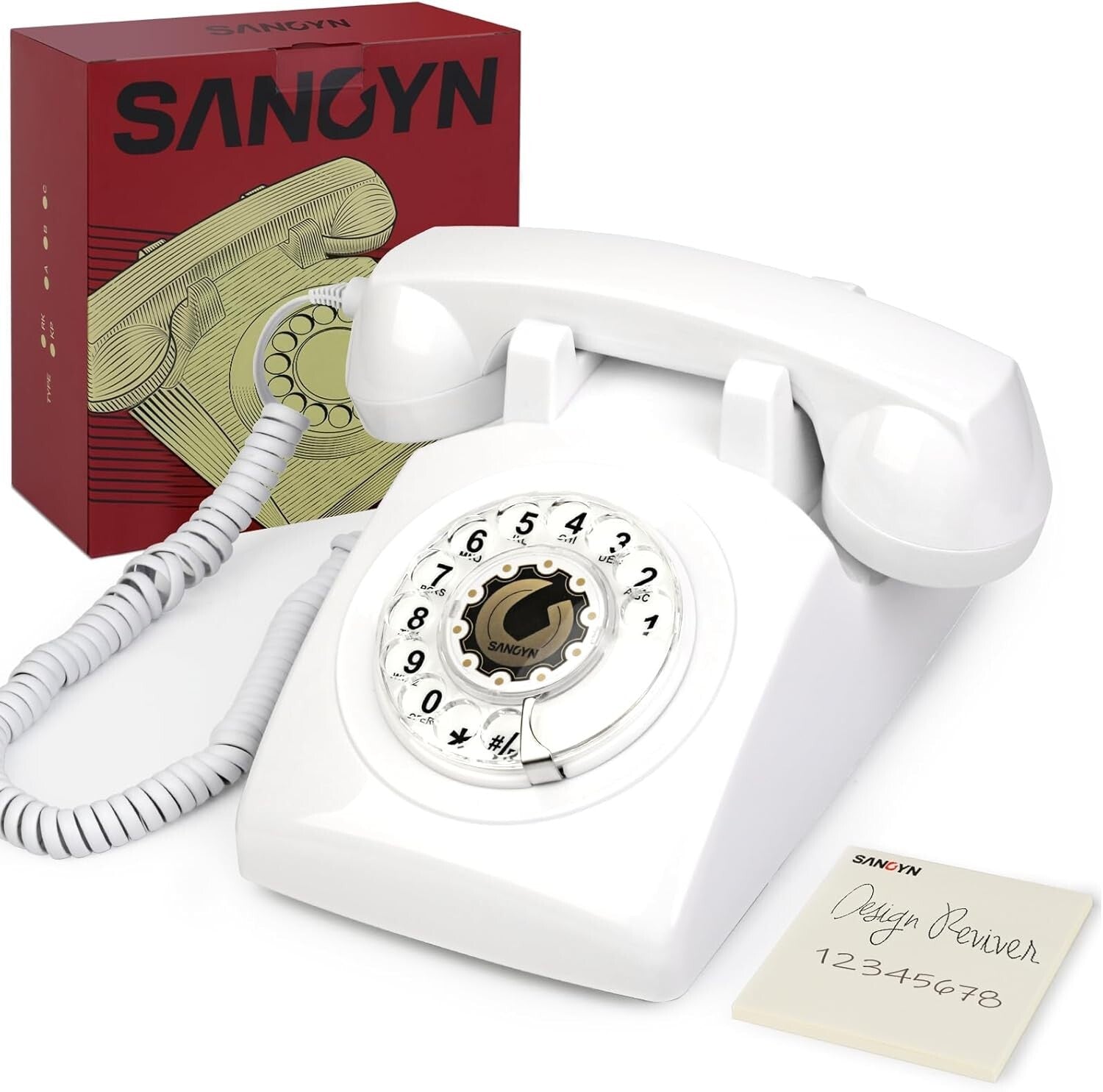 1960s Vintage Rotary Phone with Mechanical Ringer - Elegant White Design