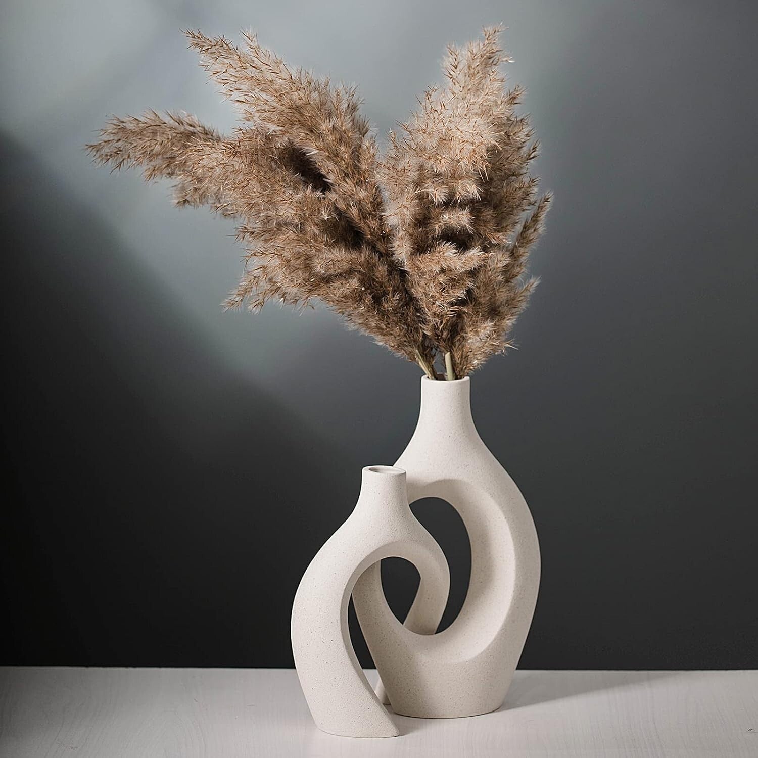 Extra Large Nordic Modern Flower Vases - Set of 2, Unique Snuggle Design