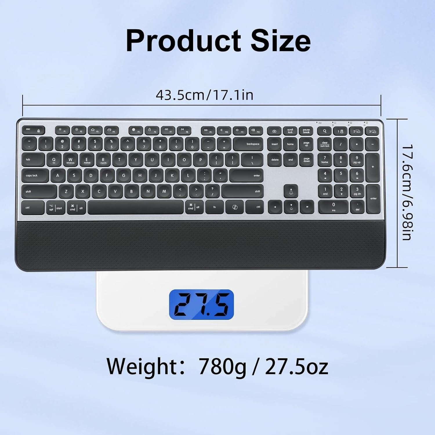 Multi-Device Rechargeable Keyboard with 3-Level Backlit for Office & Home Use