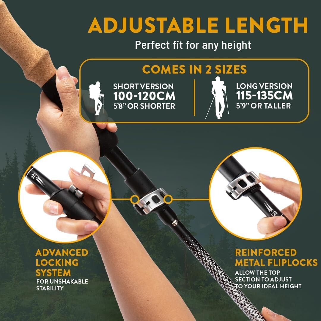 Adjustable & Durable Folding Trekking Poles with Cork Grips - For All Adventures