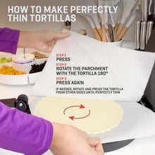 Load image into Gallery viewer, Heavy-Duty 10-Inch Tortilla Maker with Bonus Parchment Paper &amp; Recipe E-Book