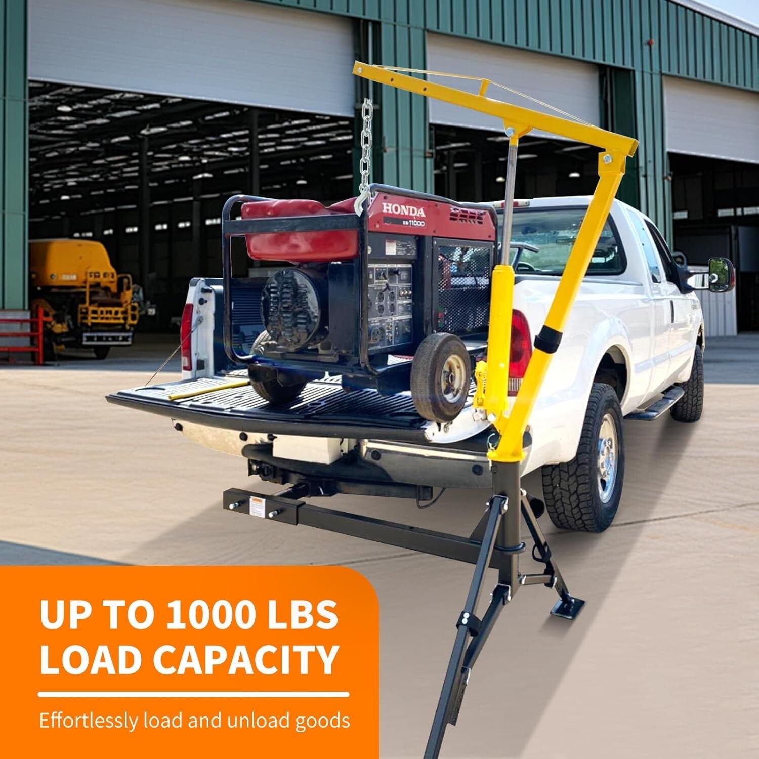 1000 lbs Portable Hydraulic Swivel Crane for Trucks - Adjustable Boom Capacity