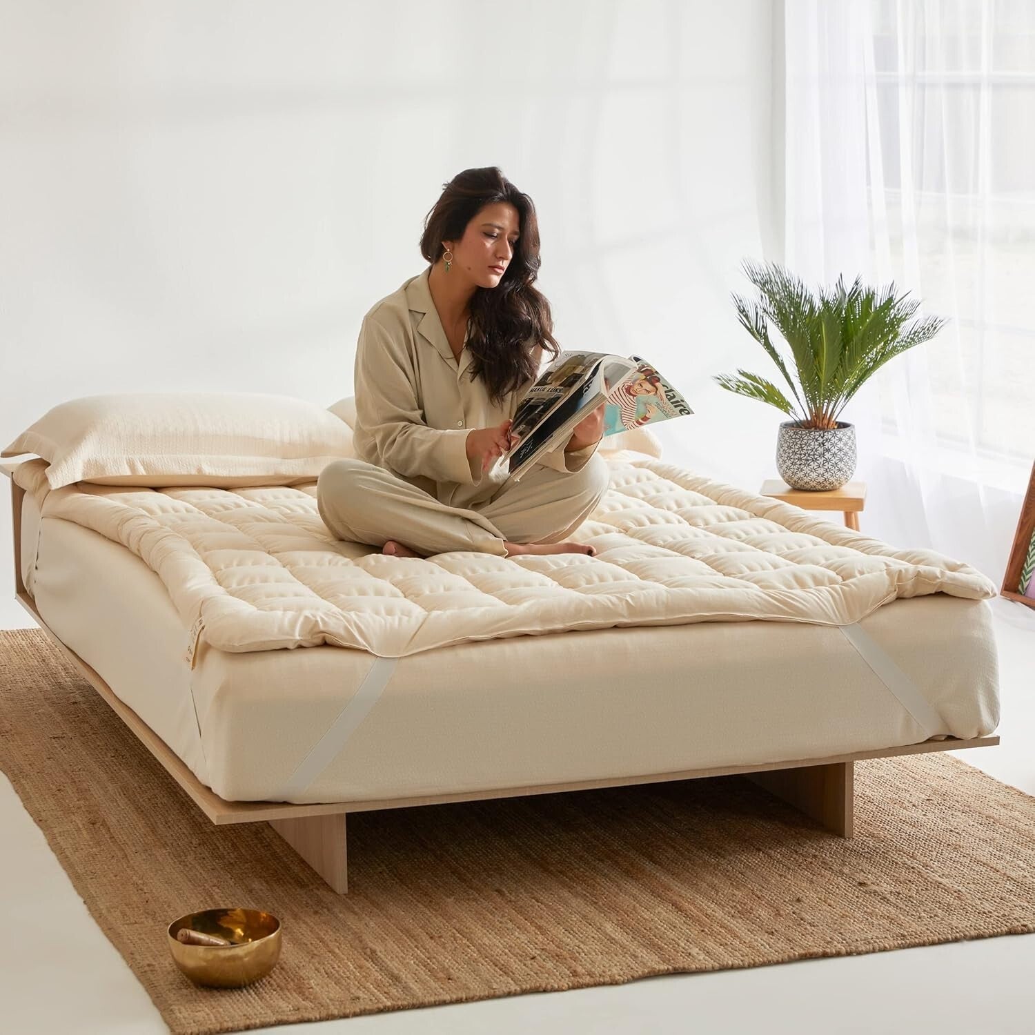 Luxury Handmade Organic Wool Mattress Topper - Moisture-Wicking, Medium Firm