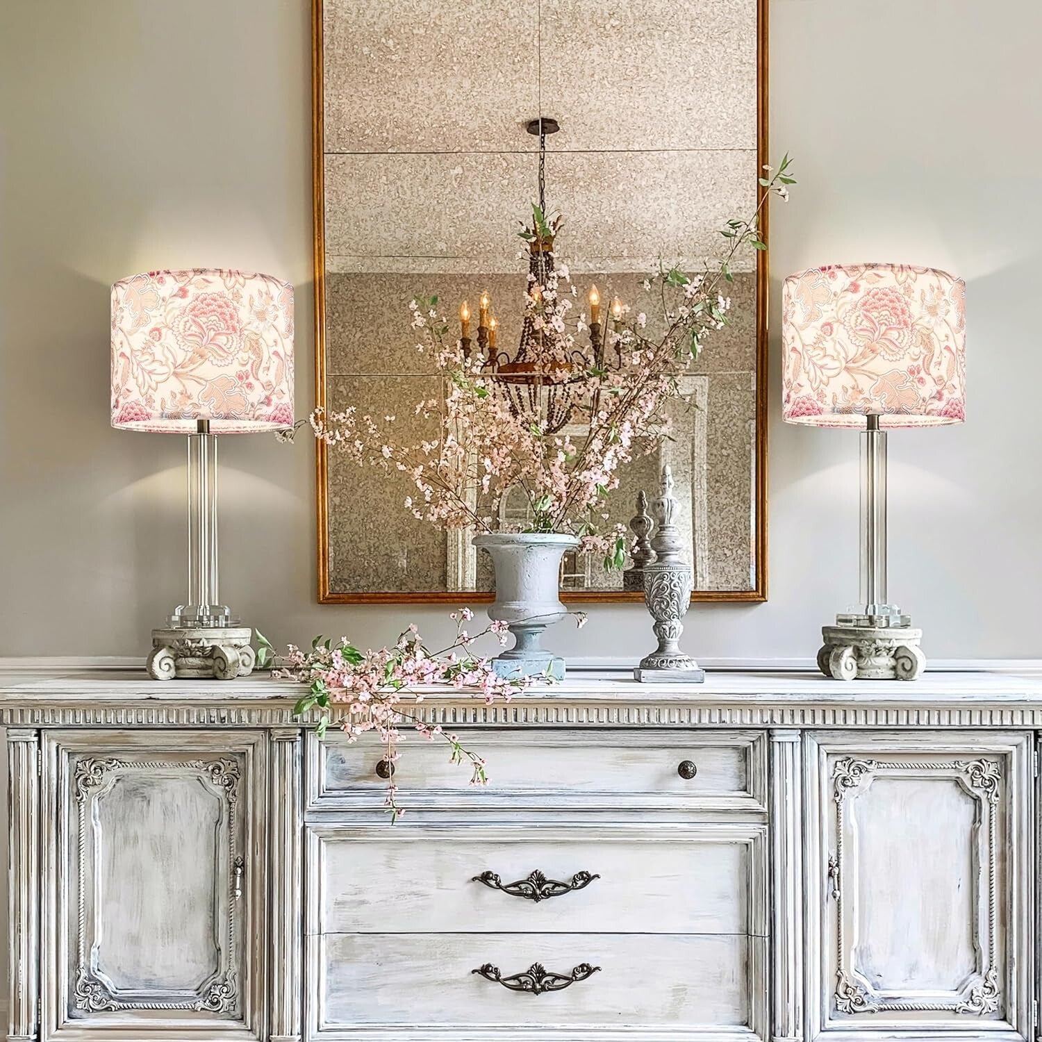 2-Pack 13" Medium Floral Lampshades - Easy Assembly for Table & Floor Lights