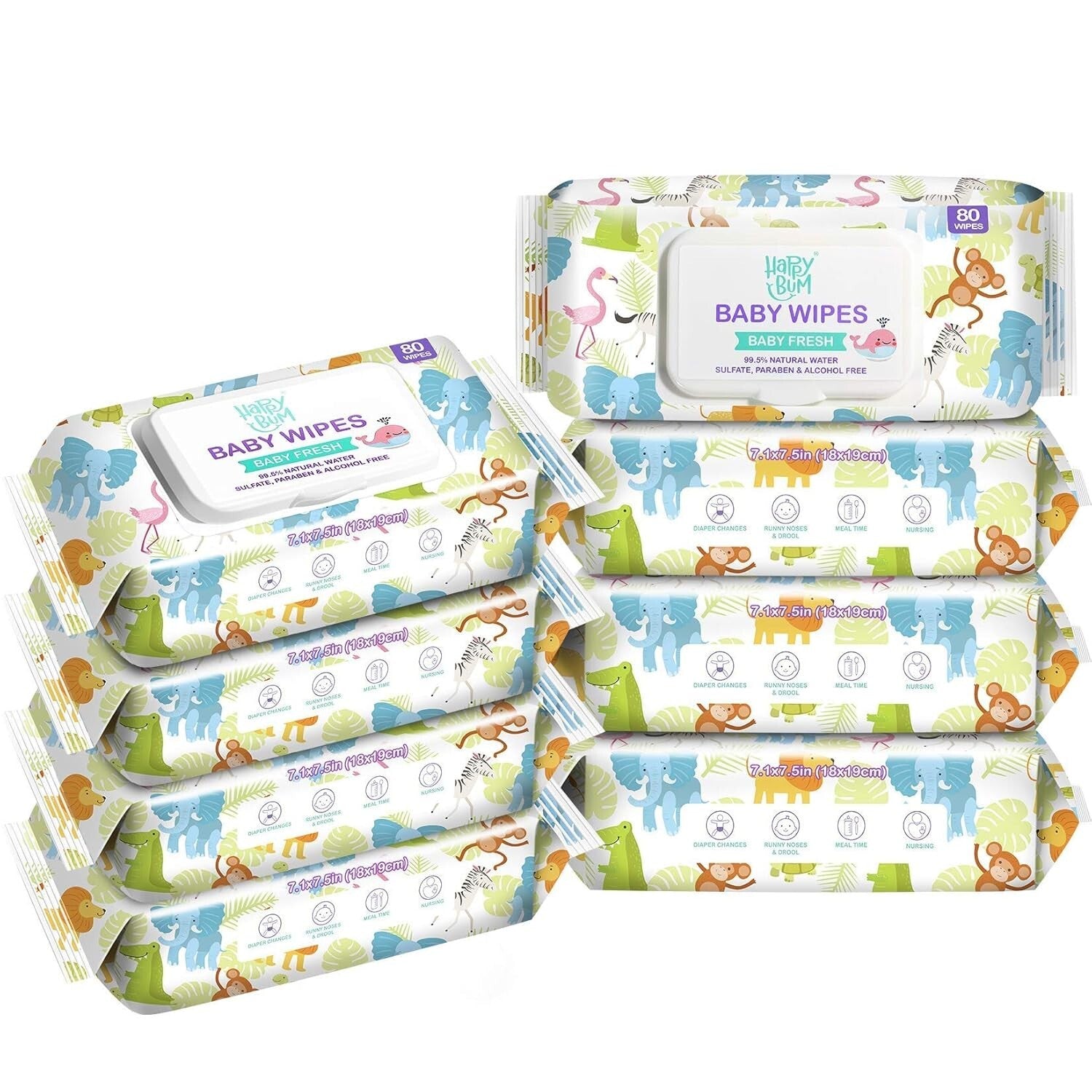 Gentle Unscented Baby Wipes - 640 Count in 8 Flip-Top Packs for Sensitive Skin