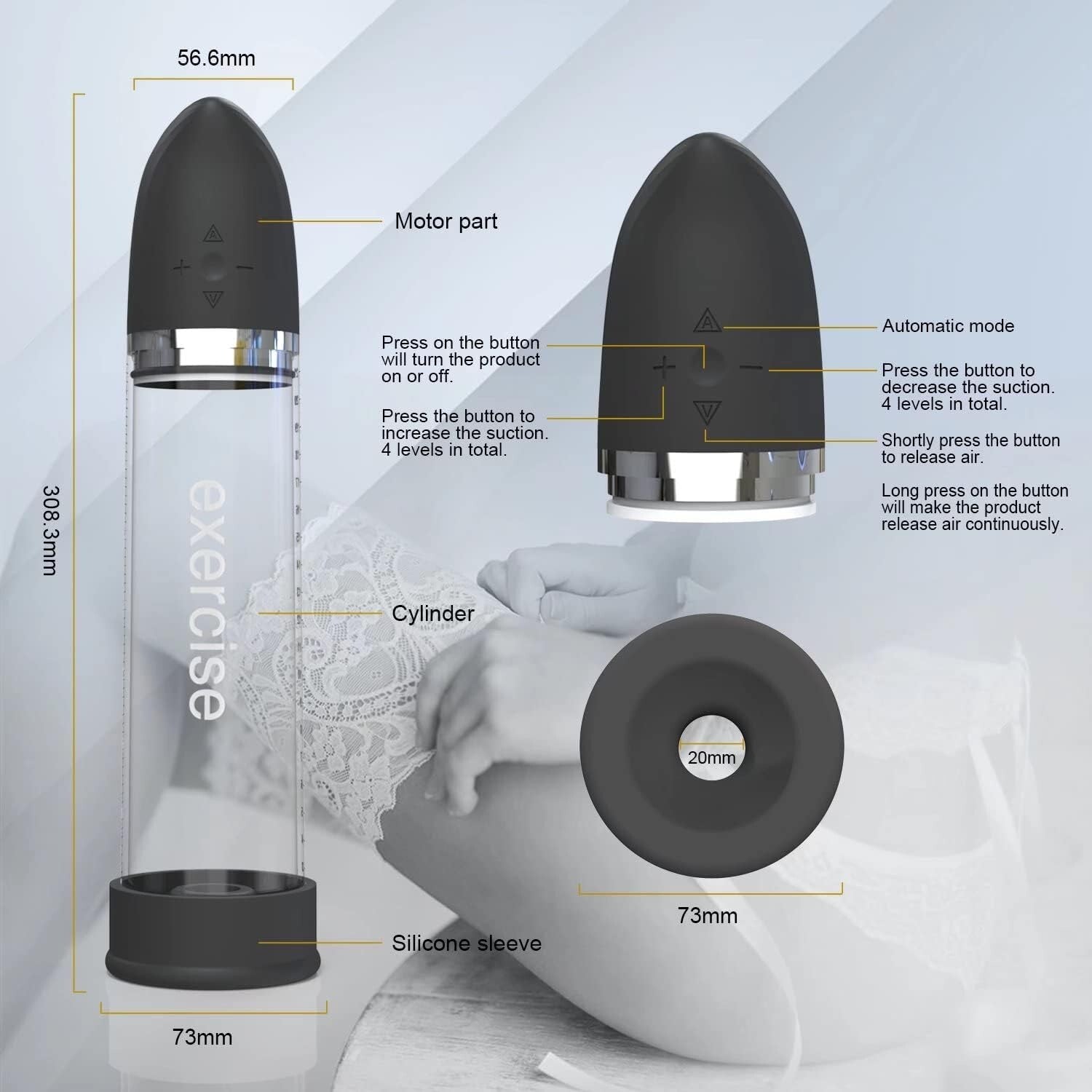 Rechargeable Electric Penis Pump with 5 Suction Levels for Stronger Erections