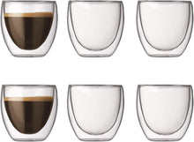 Load image into Gallery viewer, Elegant Double Wall Espresso Glasses - 2.5oz Borosilicate Set of 6