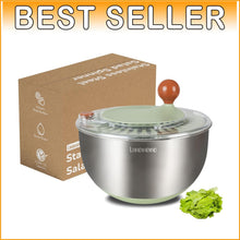 Load image into Gallery viewer, Stainless Steel Salad Spinner with Non-Slip Base for Effortless Vegetable Drying