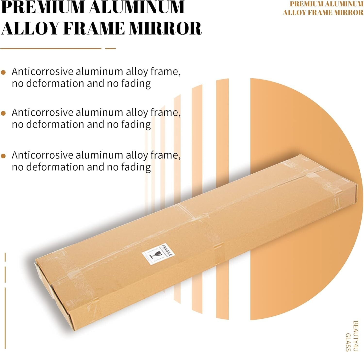 Elegant 71" x 32" Art Deco Full-Length Mirror - Tempered Glass & Aluminum Frame