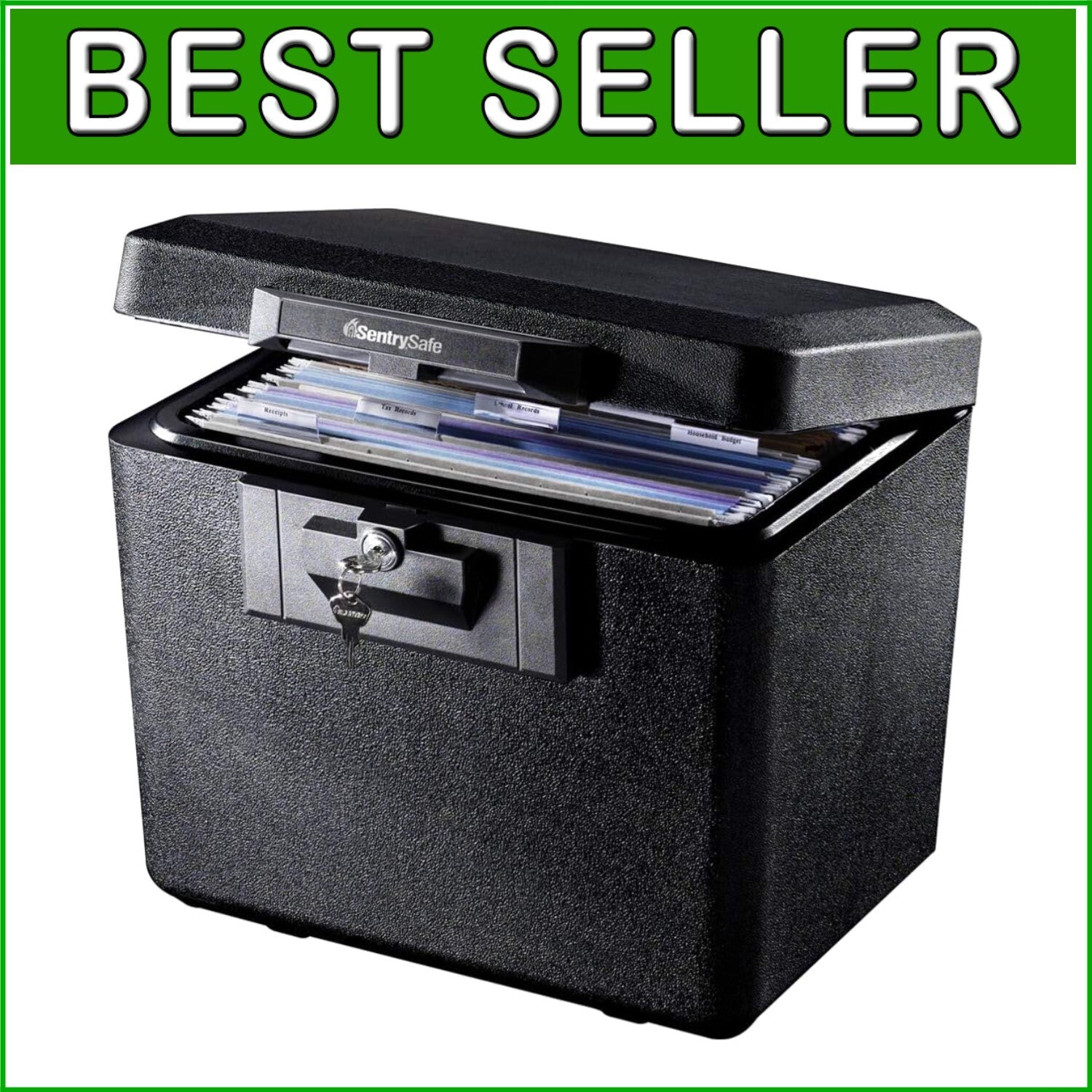 Black Fireproof Document Safe 0.61 Cu Ft with Key Lock - Protect Your Valuables