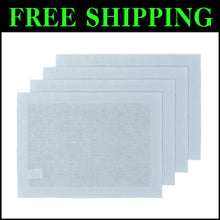 Load image into Gallery viewer, Chic Handmade Linen Placemats - 14x19 Inch Ice Water Color, Easy Care Set of 4