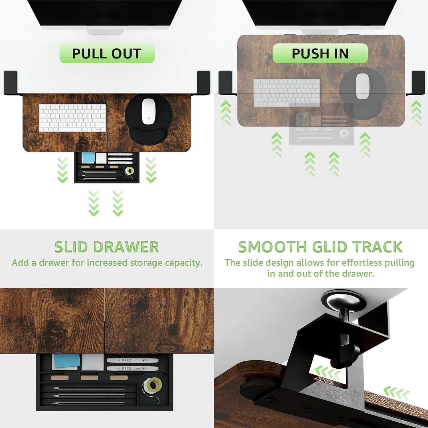Ergonomic Pull-Out Keyboard Tray - 26.77'' Large Size for Workspace Optimization