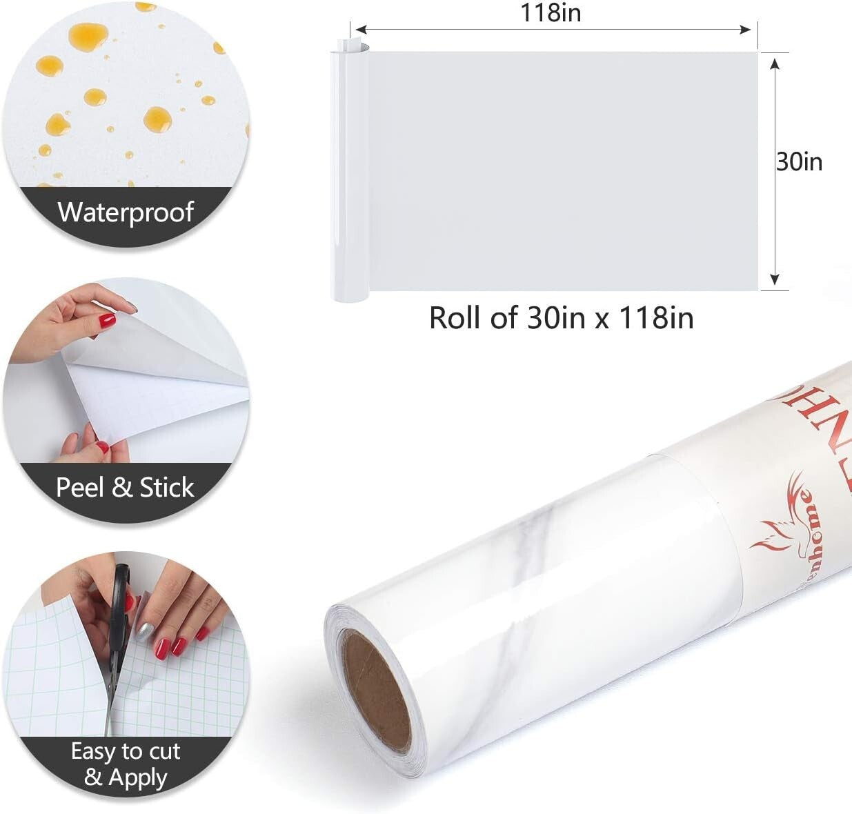 Self-Adhesive Glossy Marble Wallpaper for Kitchen Counter - Easy Renovation