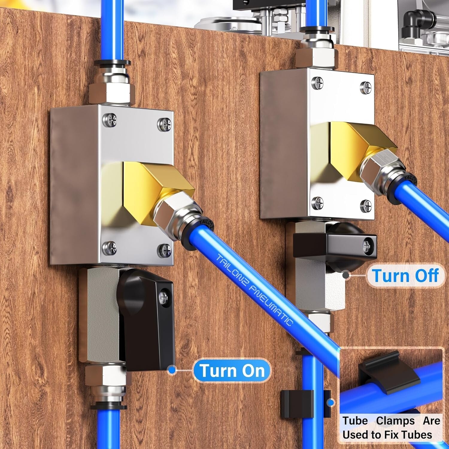 Blue 1/2 Inch OD PU Air Tubing Kit - 32M (100ft) for Pneumatic Applications