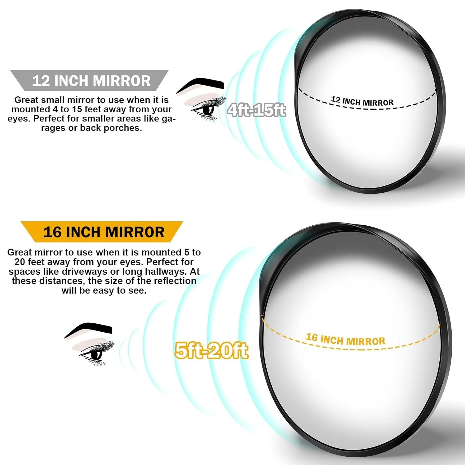 16-Inch Security Mirror: Parabolic Driveway Visibility with Easy Installation