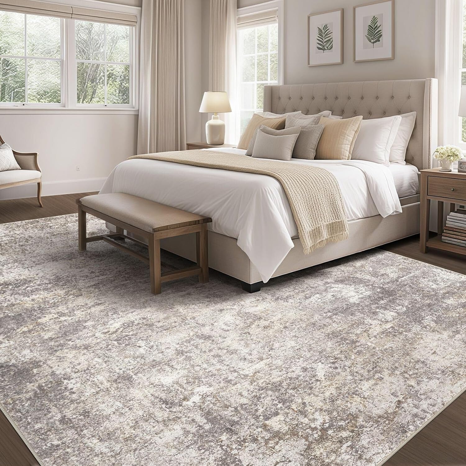 9x12 Washable Area Rug with Non-Slip Backing - Ideal for Living Room & Dining