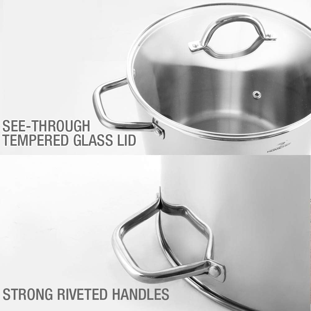 Durable Nickel-Free Stainless Steel Stock Pot - 6 Quart with Ergonomic Handles