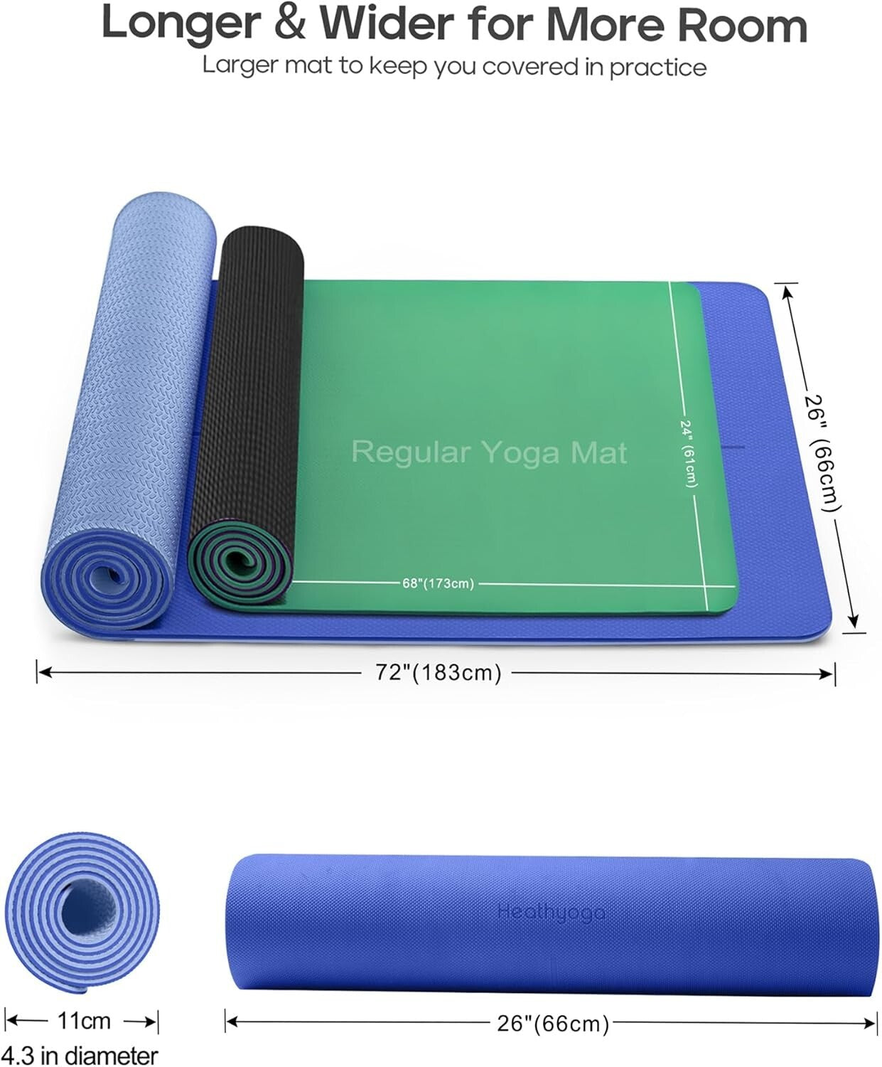 Extra Large Non-Slip Yoga Mat - Eco-Friendly 72"x26" for All Practice Levels