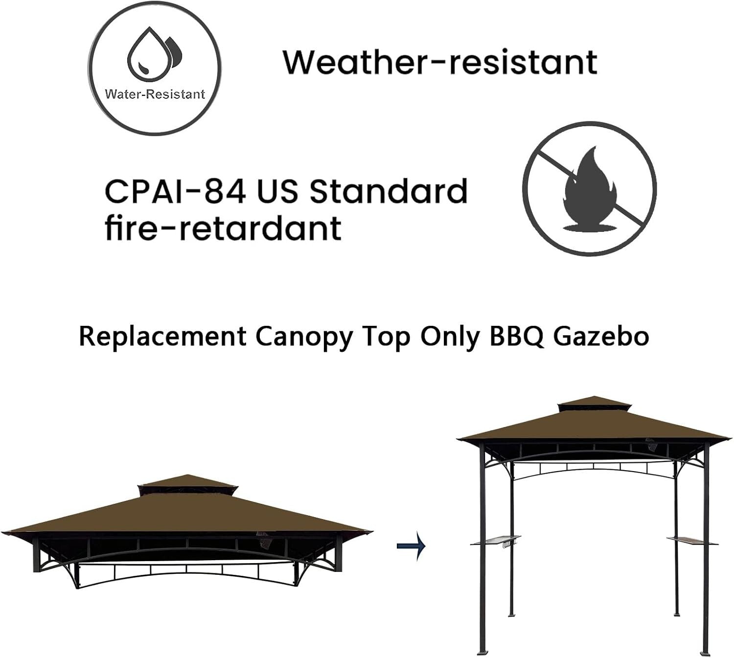 Easy-Install 5×8 Grill Canopy Top Cover - Fits L-GG001PST-F & Offers Ventilation