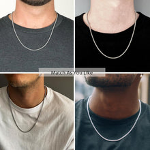 Load image into Gallery viewer, 5mm 925 Sterling Silver Box Chain Necklace with Lobster Clasp - Unisex 16-30in