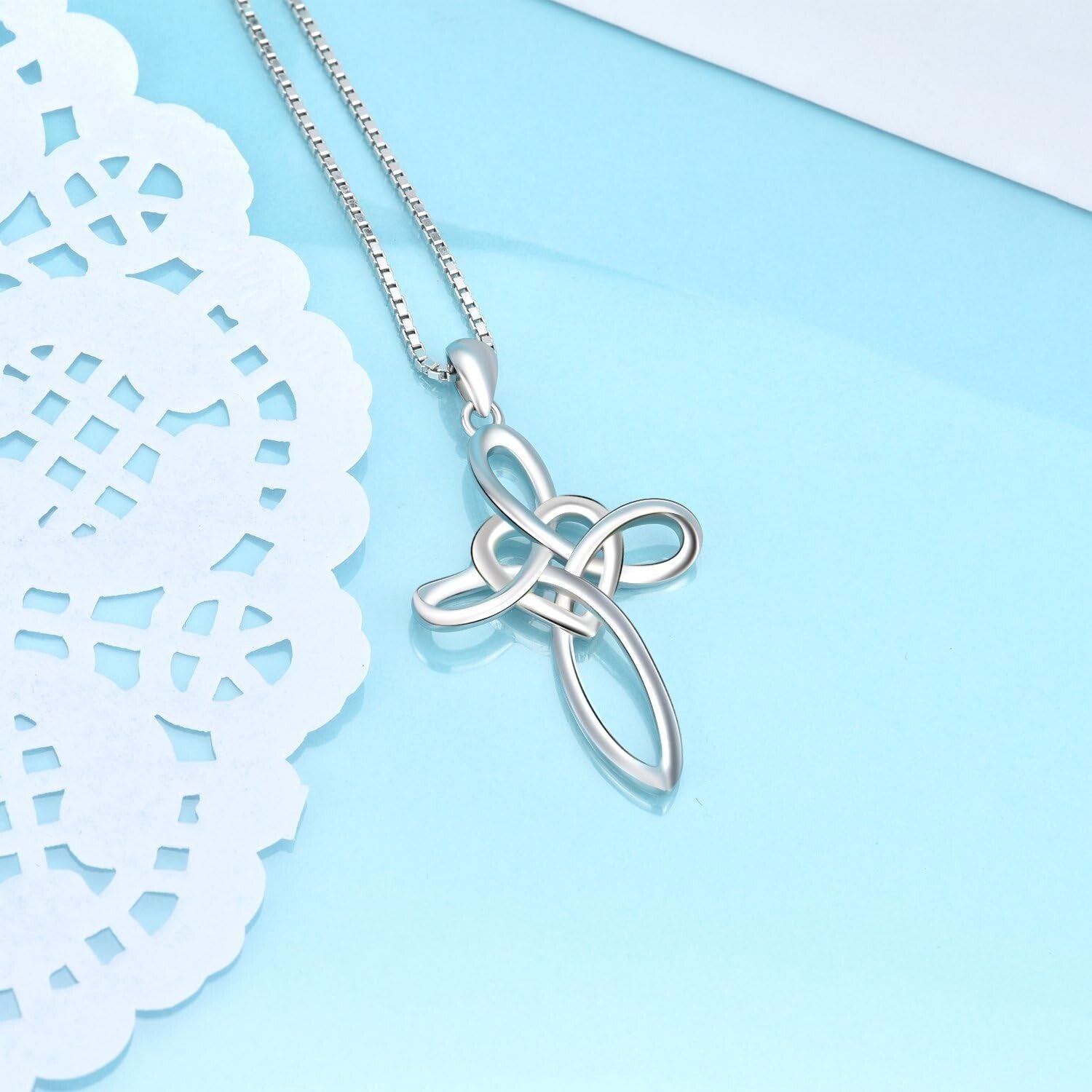 Gorgeous Celtic Knot Cross Necklace - Sterling Silver Pendant with Lobster Clasp