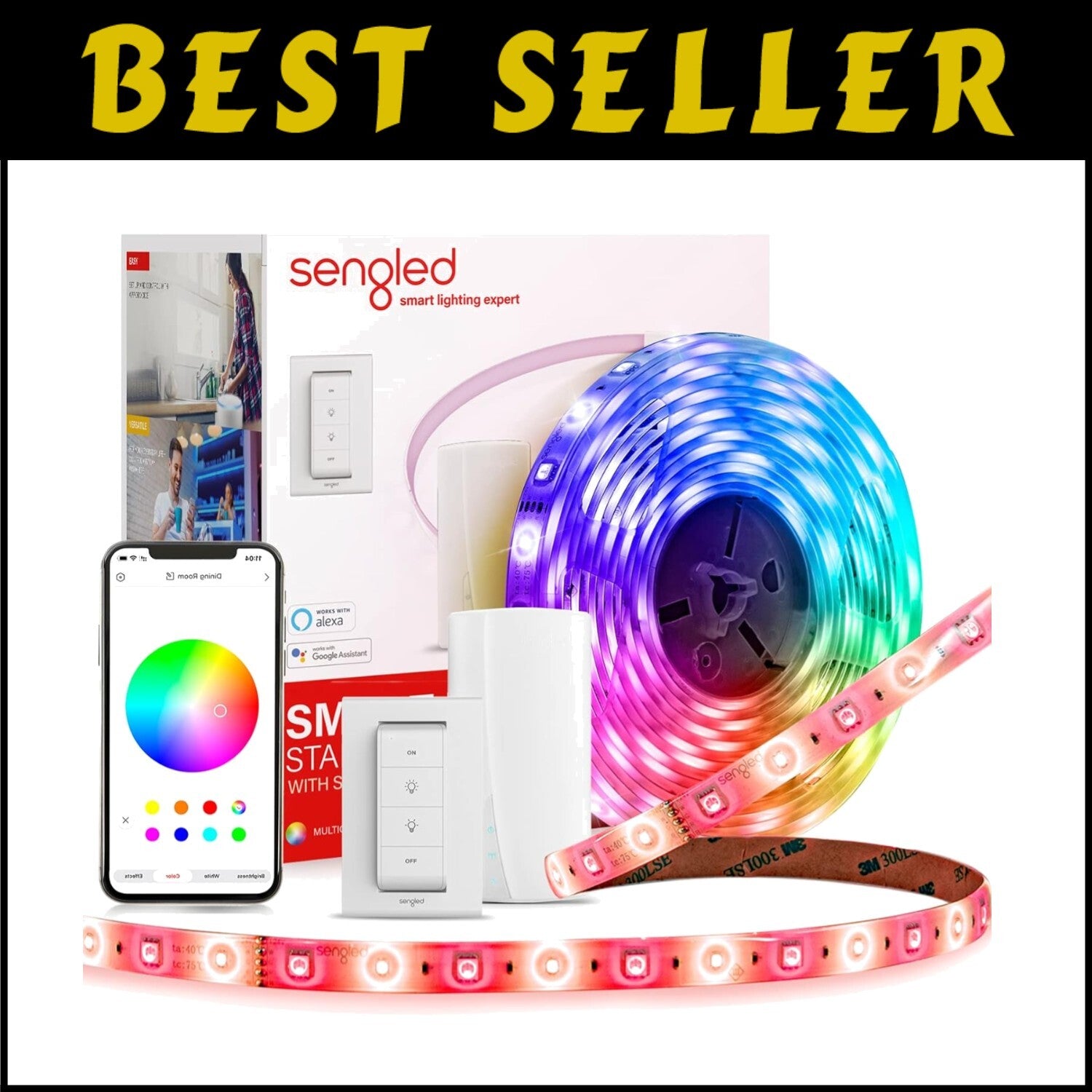 Zigbee LED Strip Lights 16.4ft Starter Kit - RGBW Smart & Voice-Controlled