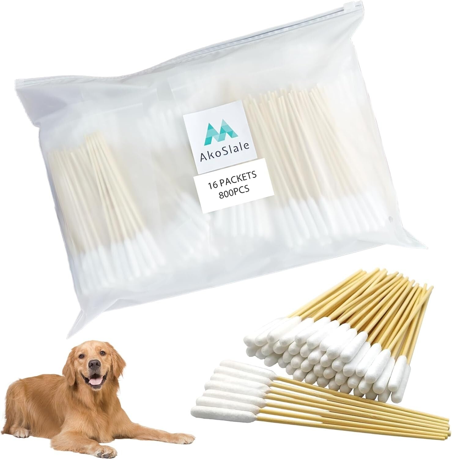 Eco-Friendly Dog Q Tips – 800 Bamboo Cotton Swabs for Safe Ear Cleaning
