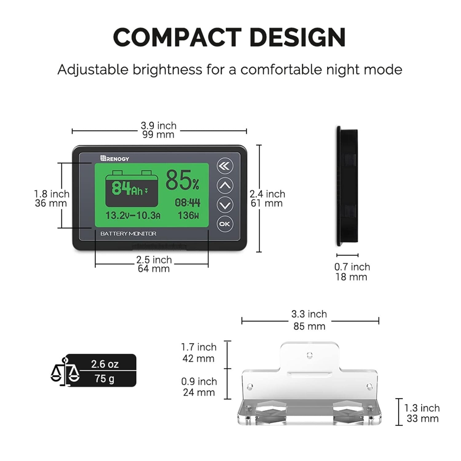 Compact 500A Battery Tester with Multi-Battery Compatibility and LCD Display