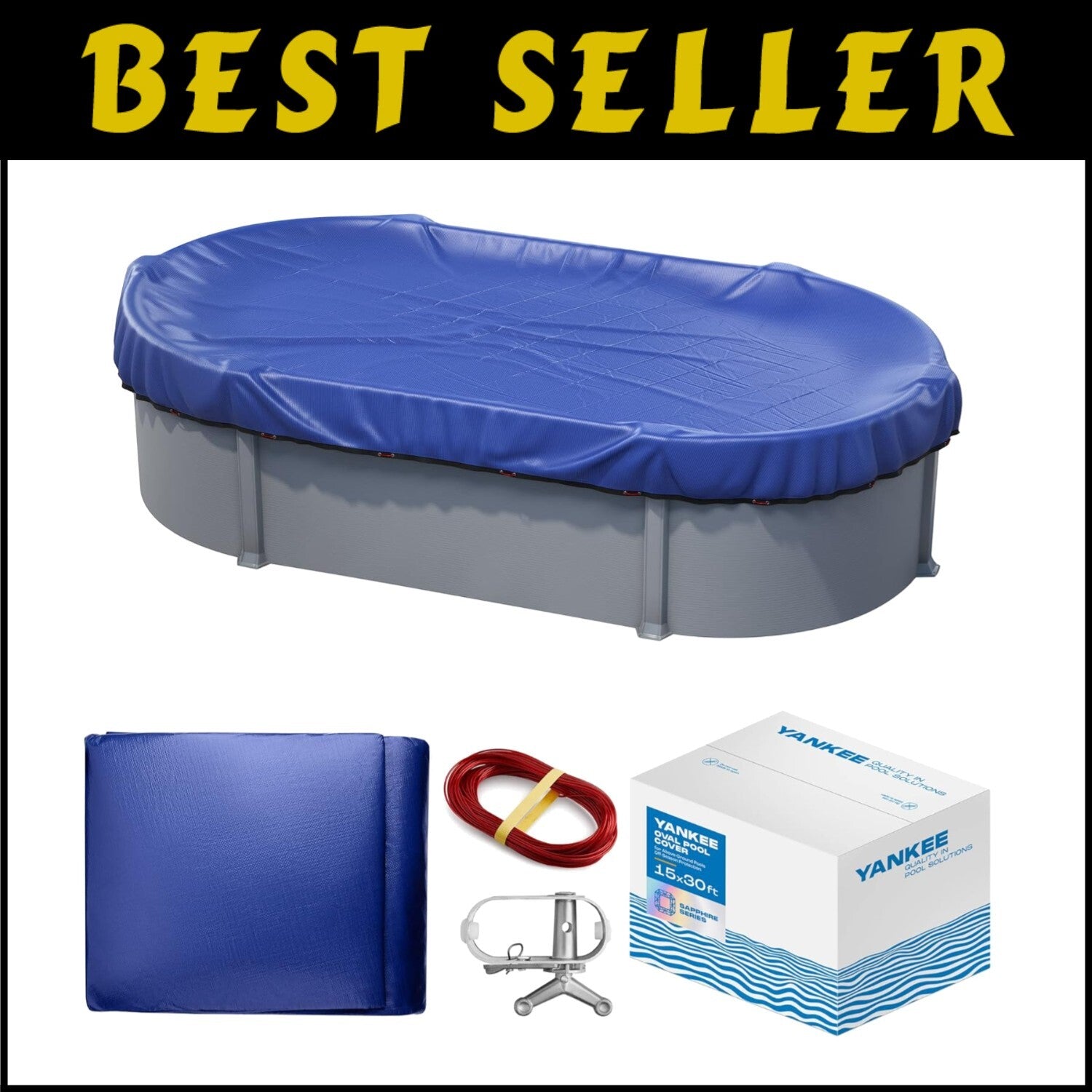 Durable 15 x 30-ft Oval Winter Pool Cover - UV-Resistant & Cold-Proof Solution