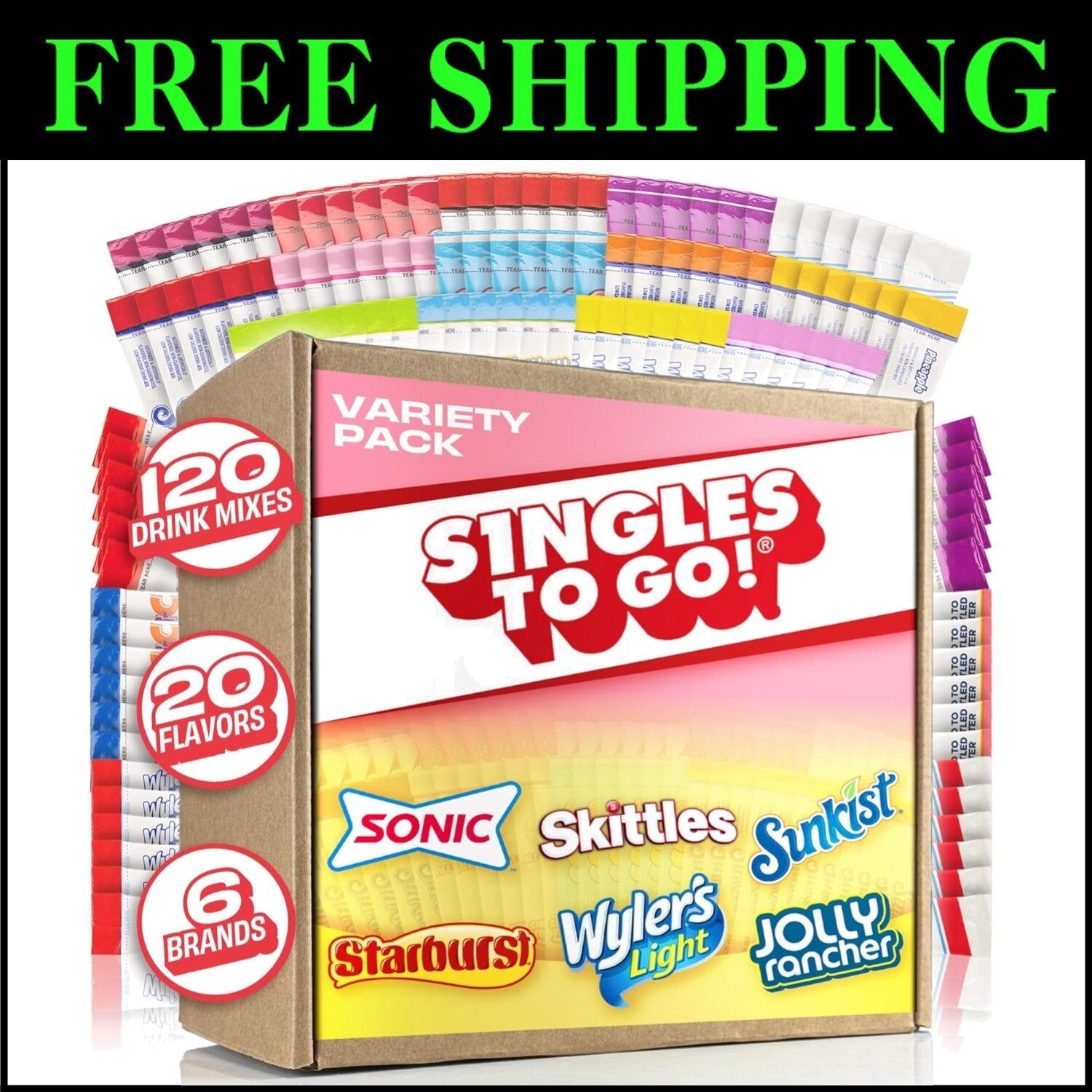 Exciting 120ct Drink Mix Pack - Sugar-Free Flavors from Skittles, Starburst