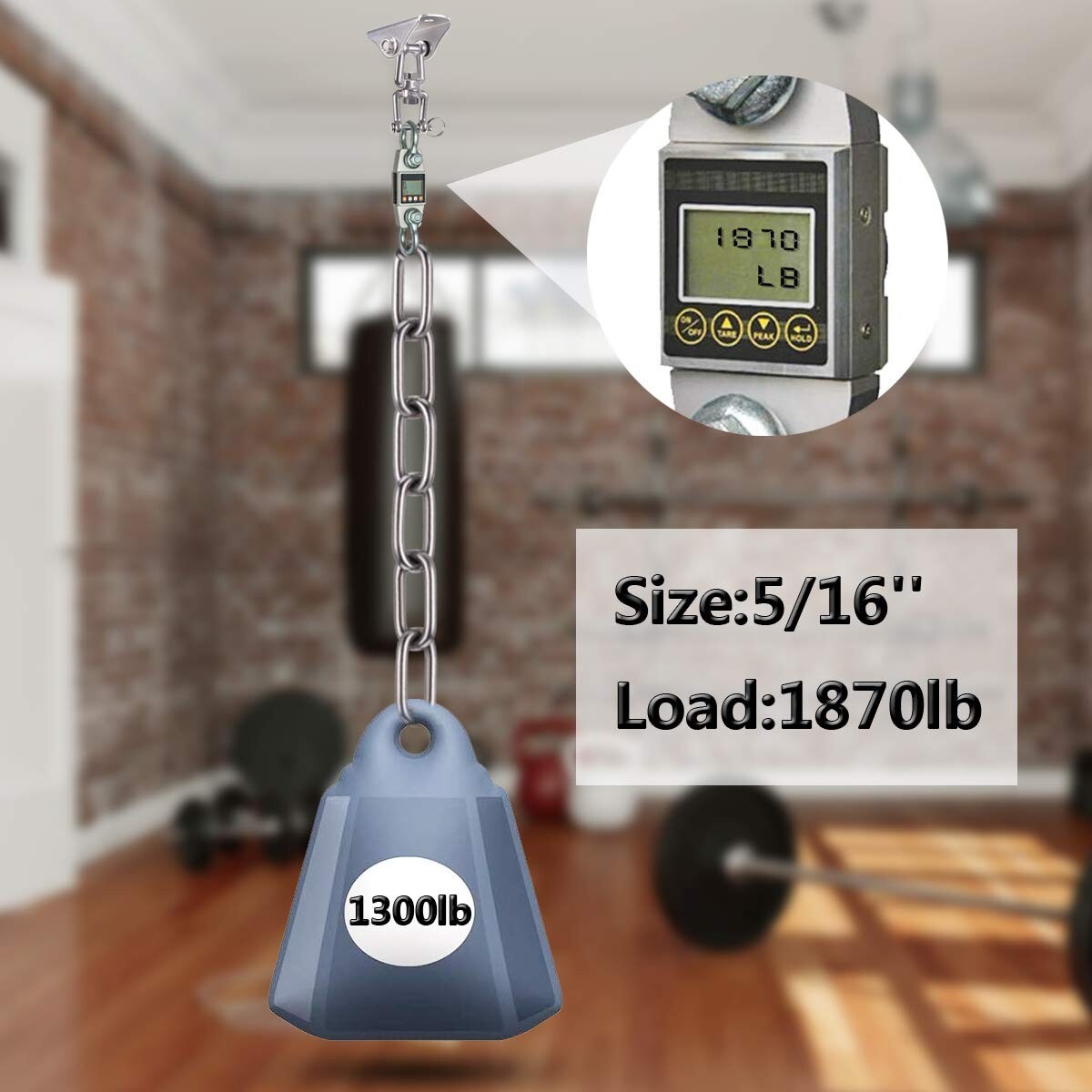 6.5ft Heavy Duty Stainless Steel Link Chain - 5/16in, Ideal for Towing & Hanging