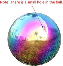 Load image into Gallery viewer, Vibrant Rainbow Gazing Ball - 12-Inch Stainless Steel Mirror Decor for Gardens
